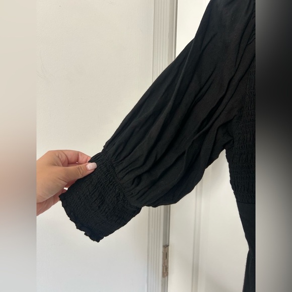 Free People Tie Front String of Hearts Maxi Dress Boho Black size large - Picture 10 of 14